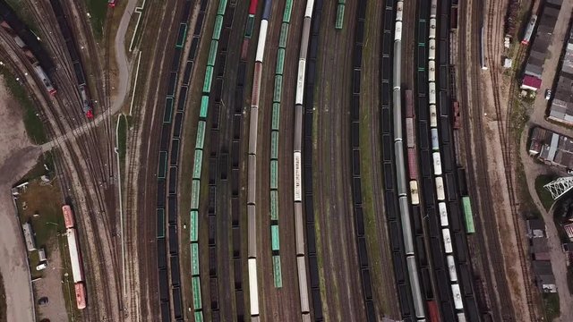Aerial: The freight trains depot