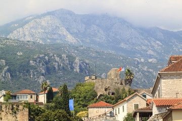 Fototapeta na wymiar Beautiful view of popular resort town of Herceg Novi from fortress of Forte Mare, Montenegro