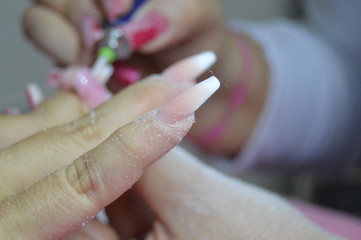 Obraz na płótnie Canvas Acrylic Nails Manicure PolyGel