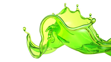 A beautiful green liquid splash. 3d illustration, 3d rendering.
