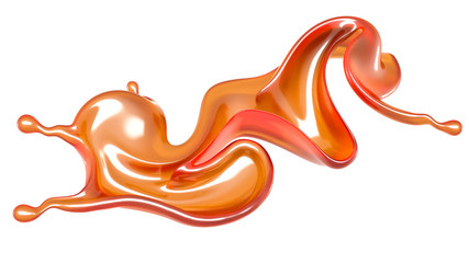Splash of orange juice. 3d illustration, 3d rendering.