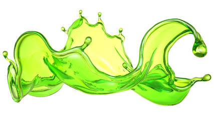 A beautiful green liquid splash. 3d illustration, 3d rendering.