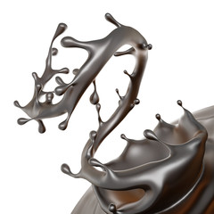 Splash of dark liquid. 3d illustration, 3d rendering.