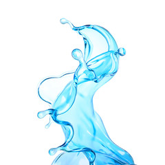 Beautiful blue water splash. 3d illustration, 3d rendering.