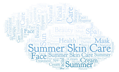 Fototapeta na wymiar Summer Skin Care word cloud.