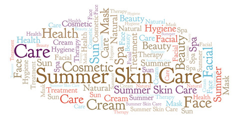 Summer Skin Care word cloud.