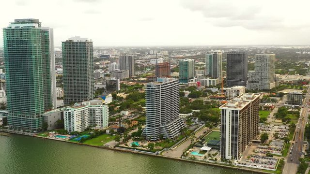 Aerial footage Miami on the bay
