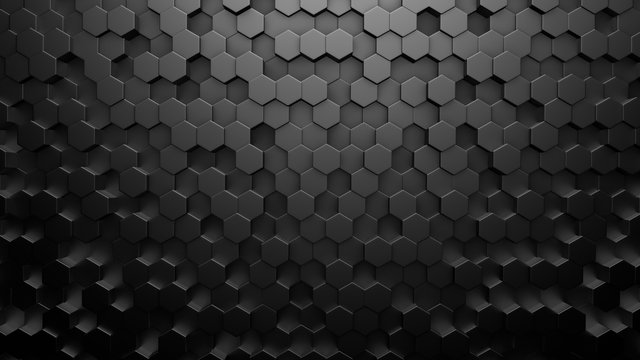 Silver black metallic background with hexagons. 3d illustration, 3d rendering. © Pierell