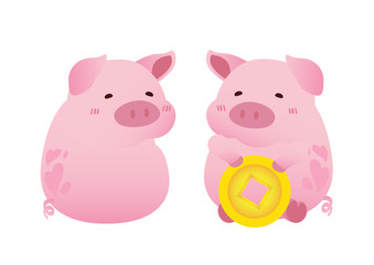happy pink piggy bank saving investment