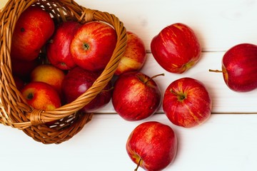 Red apples in a basket.