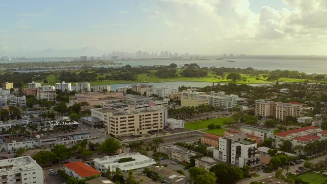 Aerial Miami Beach scene color graded footage
