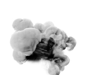 Light gray smoke on a white background. 3d illustration, 3d rendering.