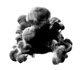 Black gray smoke on a white background. 3d illustration, 3d rendering.
