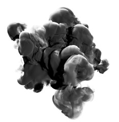 Black gray smoke on a white background. 3d illustration, 3d rendering.
