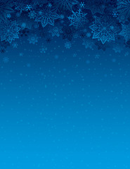 Blue christmas background with snowflakes and stars, vector illustration