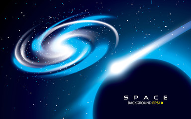 Fototapeta premium blue space background with galaxy