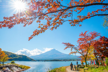 Mount Fuji, view from Kawaguchiko view point in autumn