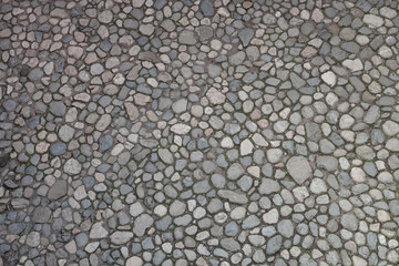 Old cobblestone pavement from above