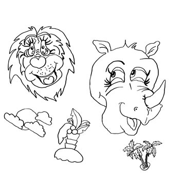 Summer mood drawing  animals  human mimicry lion with  smile rhi