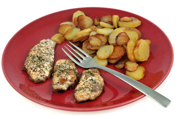 Assiette de filets de rougets et pommes de terre sautées 