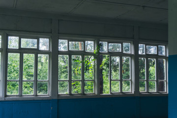 Fototapeta na wymiar Veranda with garden Windows