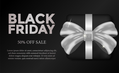 black friday sale template with gift box. vector illustration.