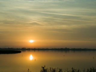 Fototapeta na wymiar Saharian sunset at lake