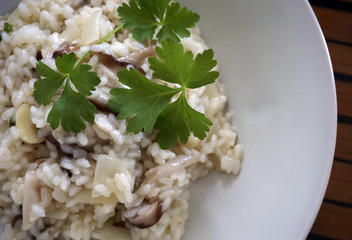 mushroom risotto with fresh parsley