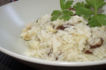 mushroom risotto with fresh parsley