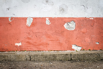 White and red plaster wall