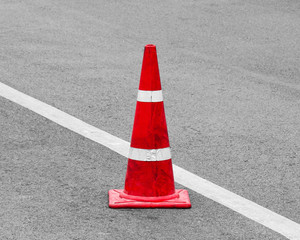 Traffic cone on the road