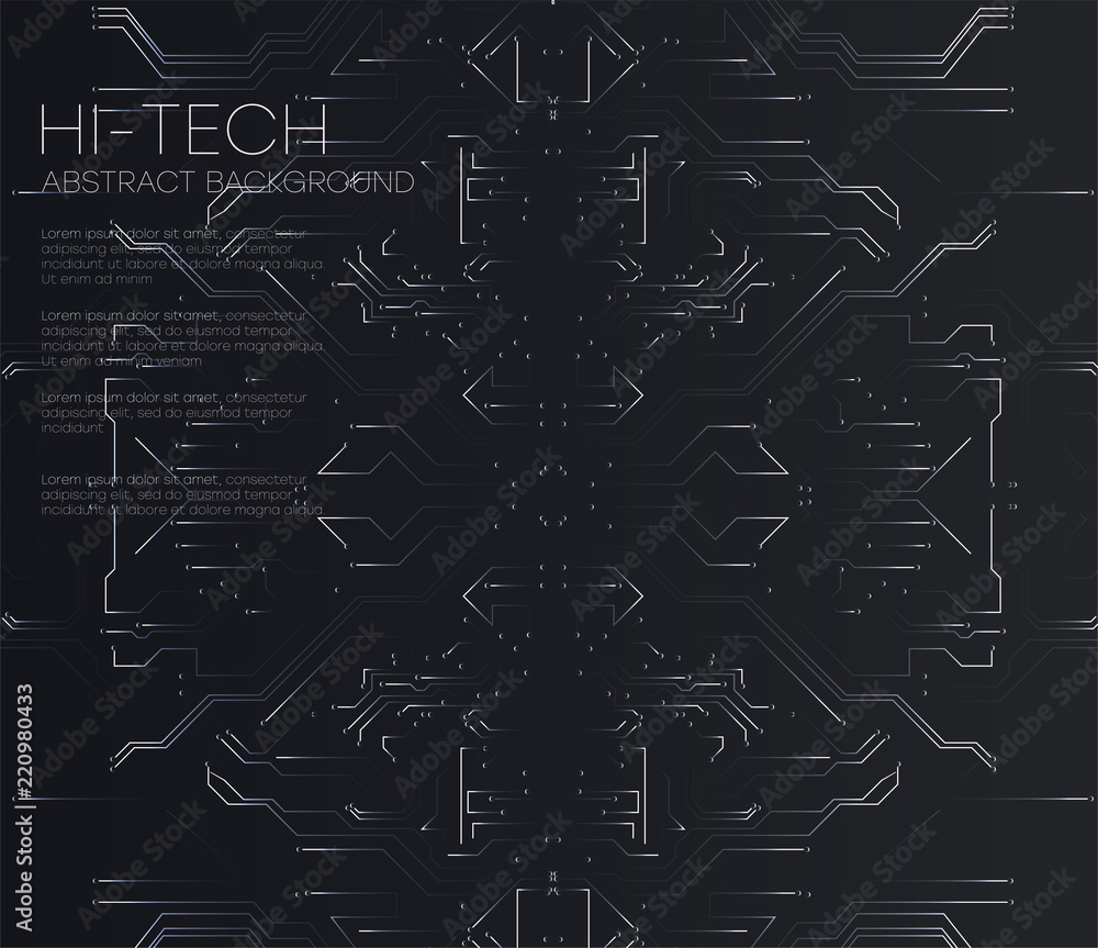 Poster vector abstract futuristic circuit board, illustration high computer technology dark black color bac