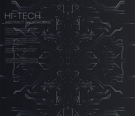 Vector Abstract futuristic circuit board, Illustration high computer technology dark black color background. Hi-tech digital technology concept