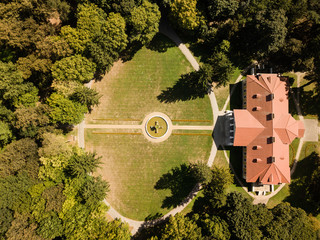 Aerial top view to palace ensemble Samchiki