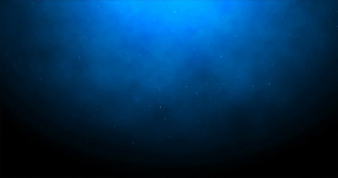Deep blue background with illumination and falling luminous particles.