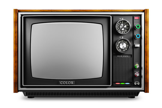 An old TV with a monochrome kinescope isolated 3d
