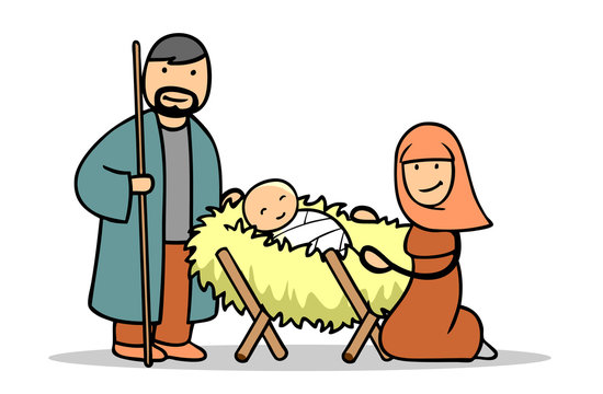 Joseph und Maria mit Jesus Christus in Krippe