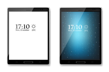 Black tablet Vector realistic. Product packaging 3d design mock ups