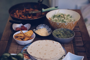Burrito Night - vegetarian student meal with taco chips and wraps