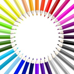 Obraz premium 3D colorful wooden pencils/ crayons in circle