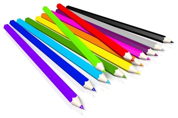 3D colorful wooden pencils/ crayons - back to school concept