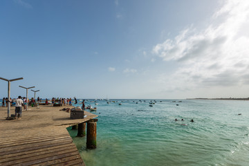 Wooden pier over ocean