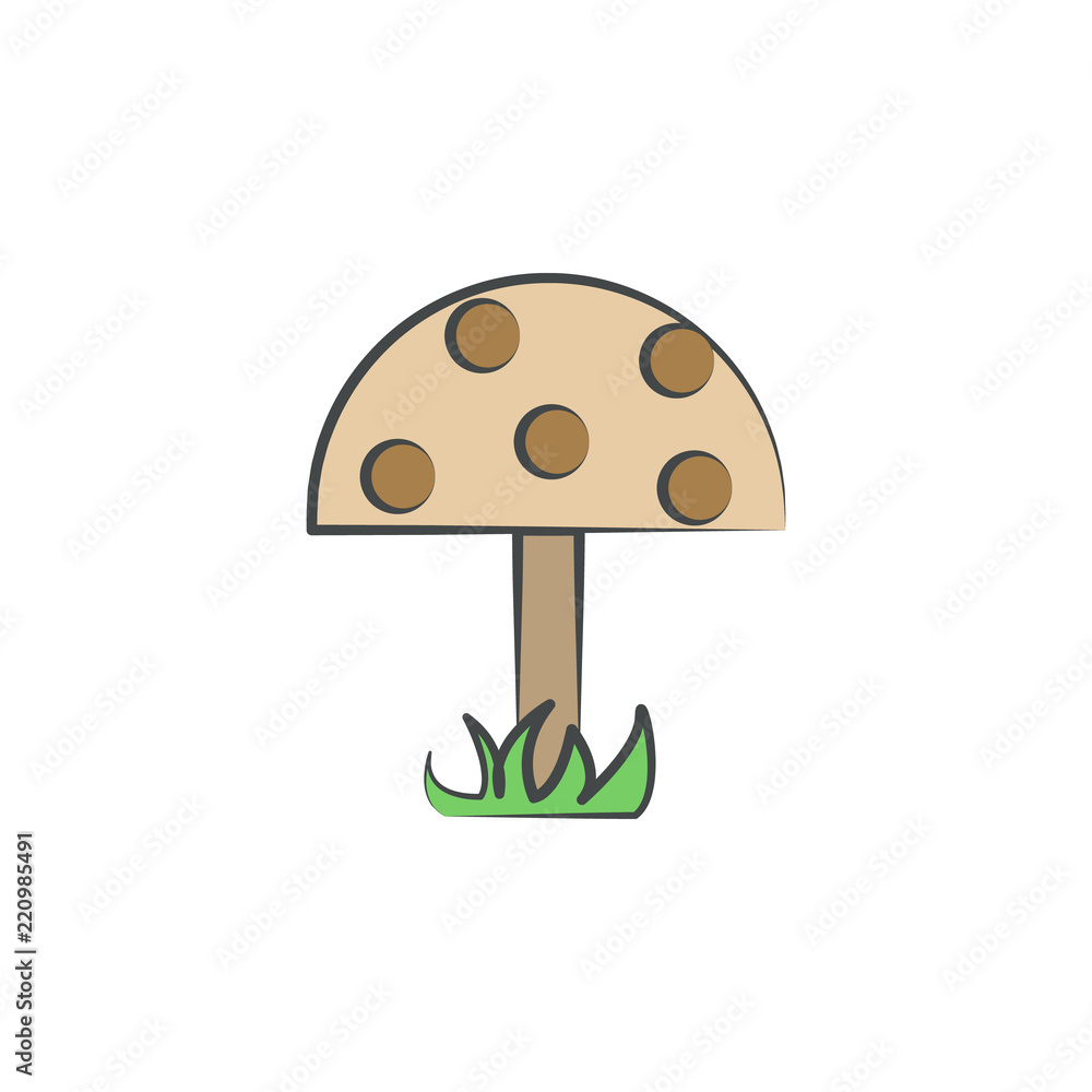Poster mushroom colored hand drawn icon. element of autumn icon for mobile concept and web apps. hand drawn