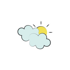 Fototapeta premium Partly cloud colored hand drawn icon. Element of autumn icon for mobile concept and web apps. Hand drawn colored Partly cloud can be used for web and mobile