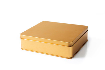 Mid-Autumn Festival family reunion, enjoy the moon drinking tea to eat moon cakes, golden gift box on the white background