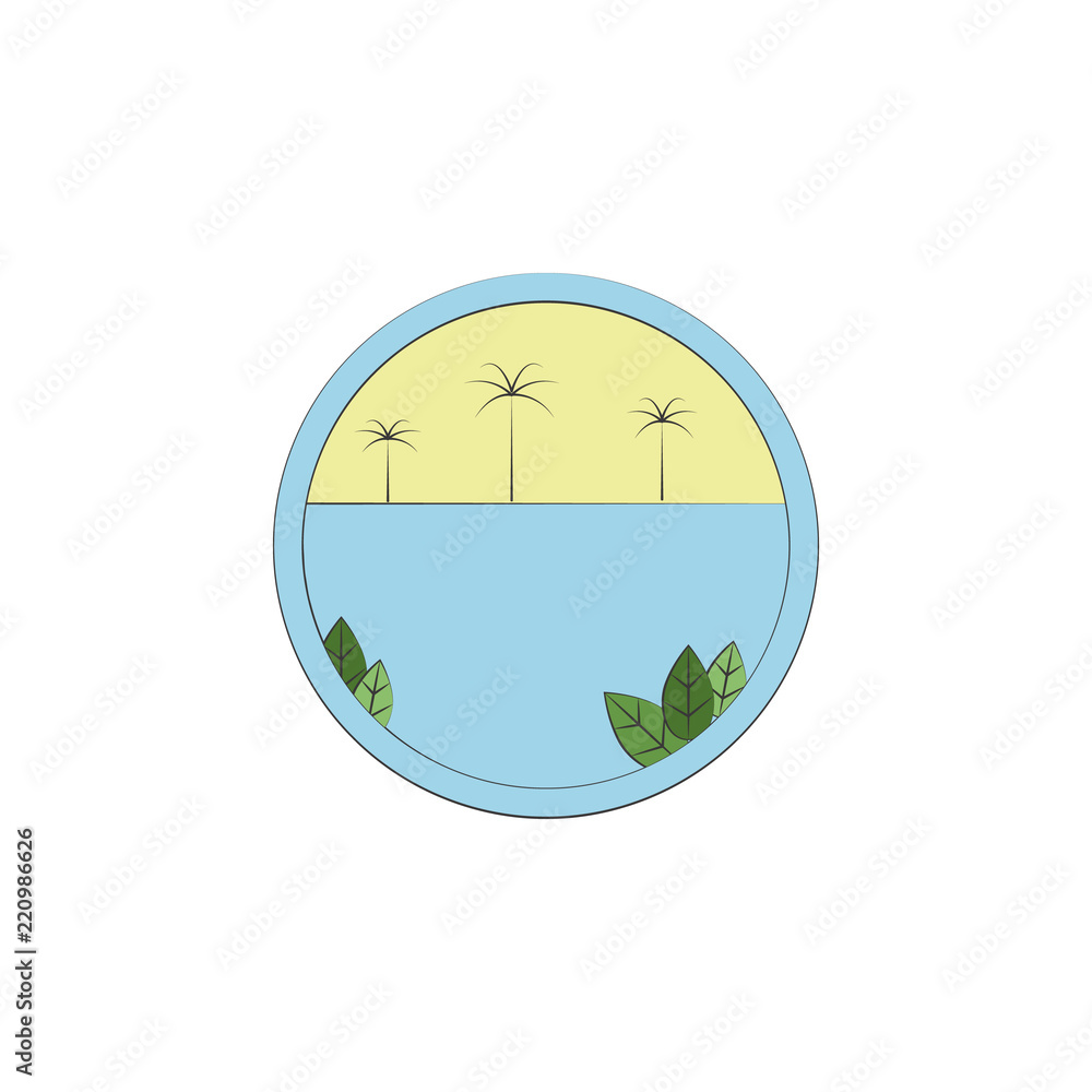 Poster sea and island colored in circle icon. element of colored landscape in circle icon for mobile concep