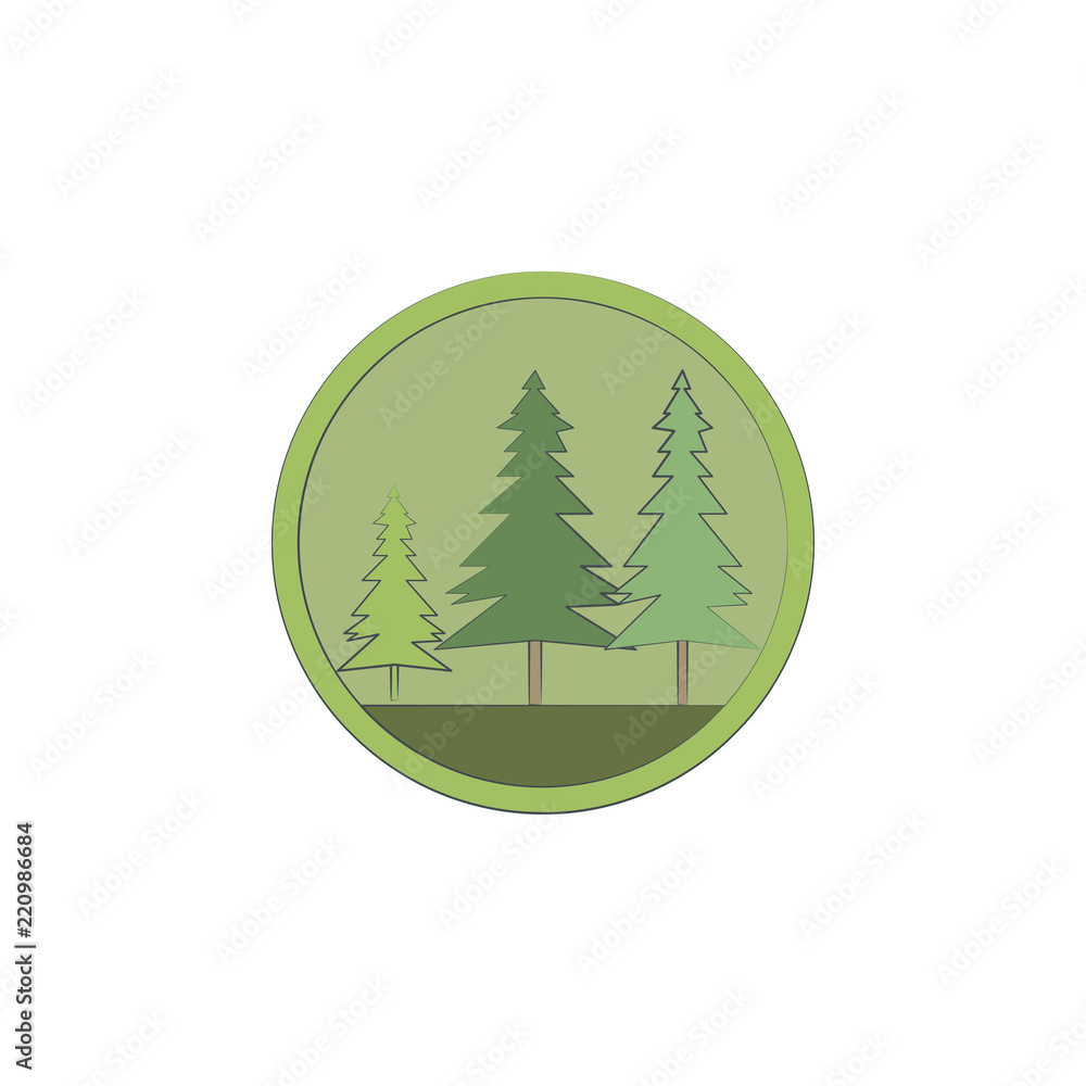 Poster oak colored in circle icon. element of colored landscape in circle icon for mobile concept and web a
