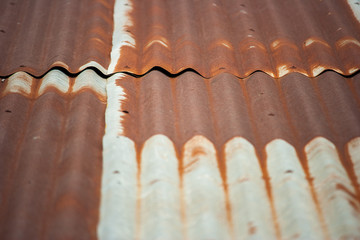 Old rust house's roof make from zinc.