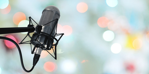 microphone in studio at background 3d illustration