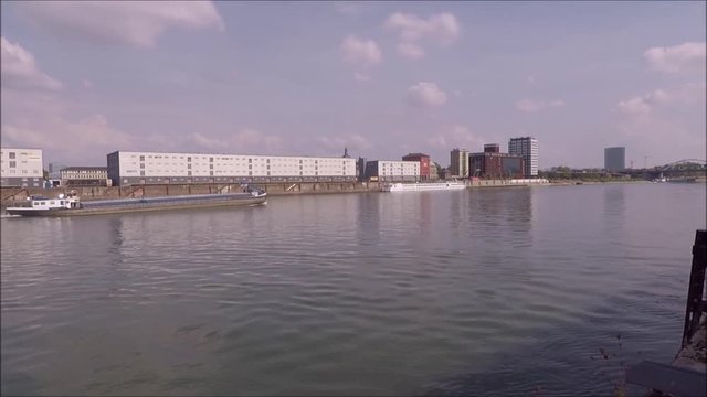 Rhine boat passing by Mannheim